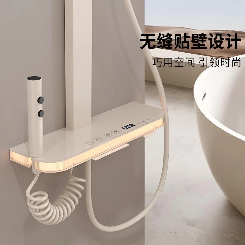 全铜花洒淋浴套装全套恒温数显增压一体式方管大花洒混水阀多功能