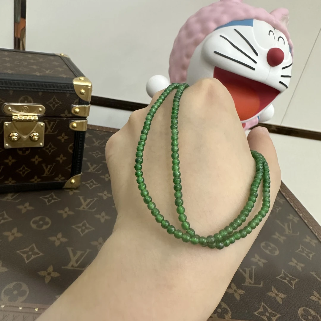 天然A货翡翠设计款绿长串珠串多样性团购发一件