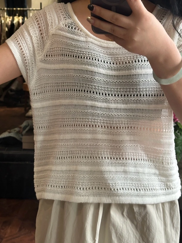 李大婶原创夏季镂空针织衫百搭时尚