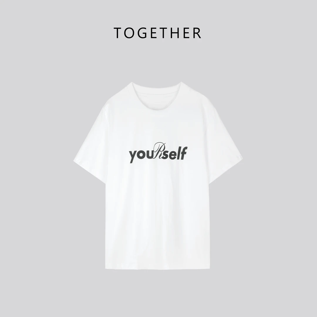 【Together】 · 期许 · 夏季字母印花百搭休闲宽松短袖#W8060