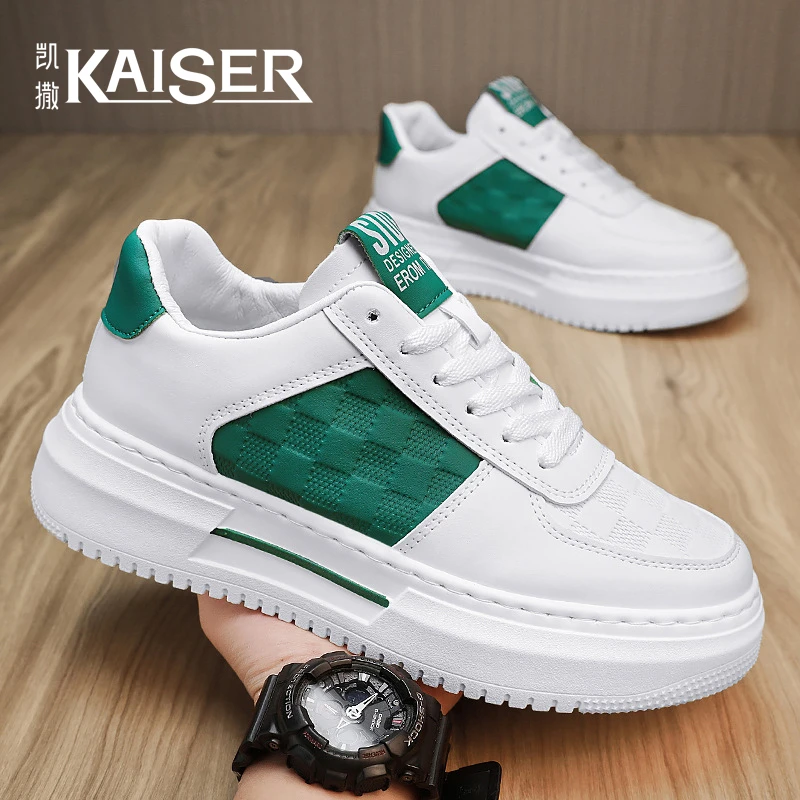 KAISER/凯撒新款男鞋潮流百搭厚底运动透气小白鞋休闲增高男板鞋