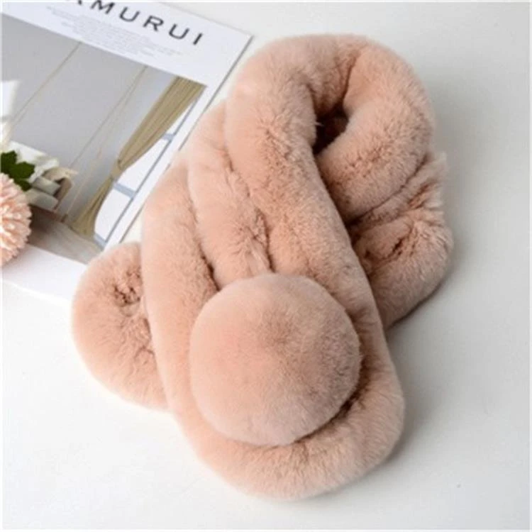 兔毛围巾围脖冬季保暖男女百搭三管大球皮草围脖脖套加厚披肩