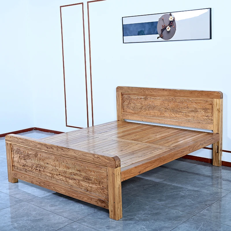 宏班匠全实木老榆木床中式现代简约双人床出租屋民宿大小户型原木