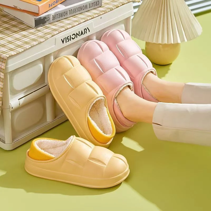 秋冬季新款女式小清新eva防水情侣拖鞋保暖棉拖包跟棉拖棉拖鞋