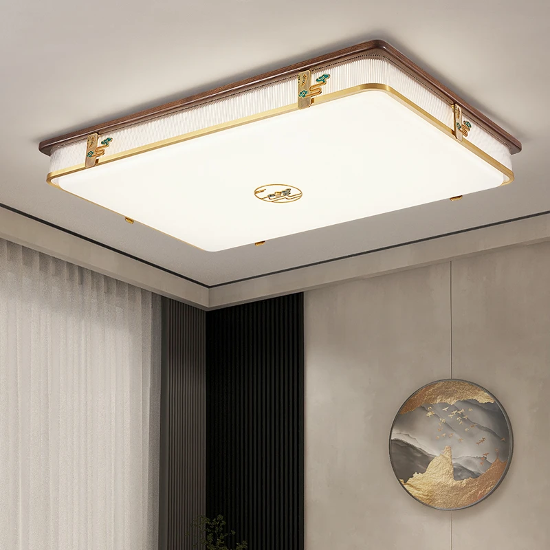 新中式胡桃木客厅吸顶灯餐厅风扇灯卧室灯大气祥瑞新款