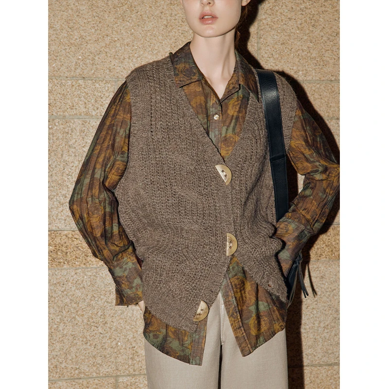 Mix Selection｜全羊毛v领马甲背心韩版宽松衬衣针织衫MSCIW0930