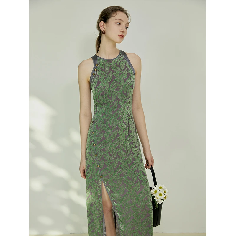 Mix Selection| 紫夜芳藤 国风提花新中式无袖连衣裙MSBHQ0088