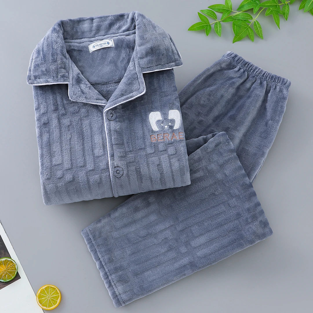 珊瑚绒2025新款冬季男士睡衣加厚加绒保暖抗寒柔软舒服家居服套装