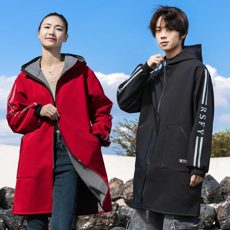 长袖连帽罩衣款时尚简约可定制logo围裙可外穿式防污耐脏工作服