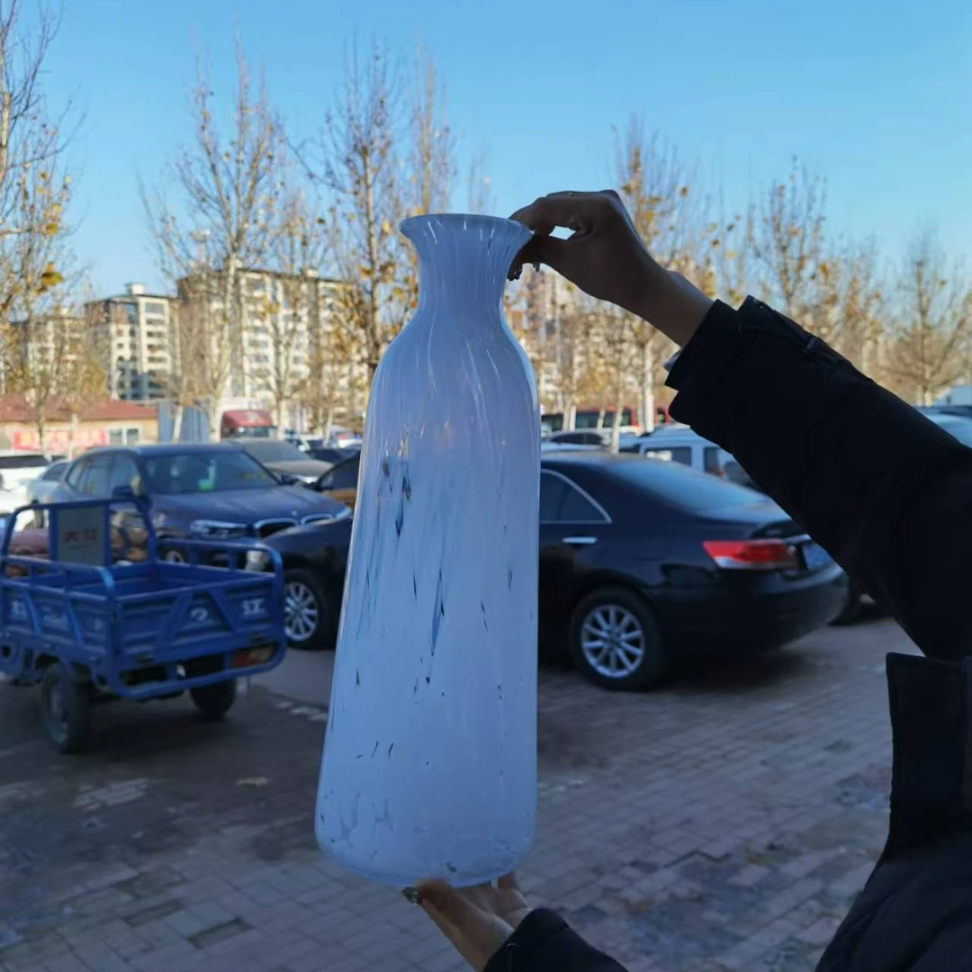 豹纹玻璃花器摆件家居设计师款 水培绿植 仿真花花器高50口径9