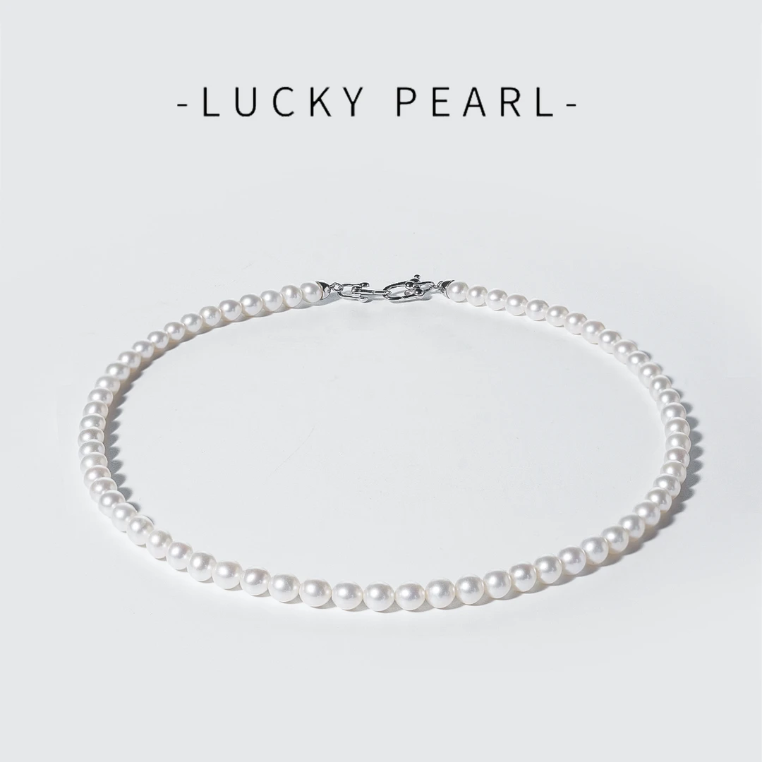 【辰全五星】S925银淡水无核珍珠项链5.8-6.5mm圆形/丝绸光/吉尔德