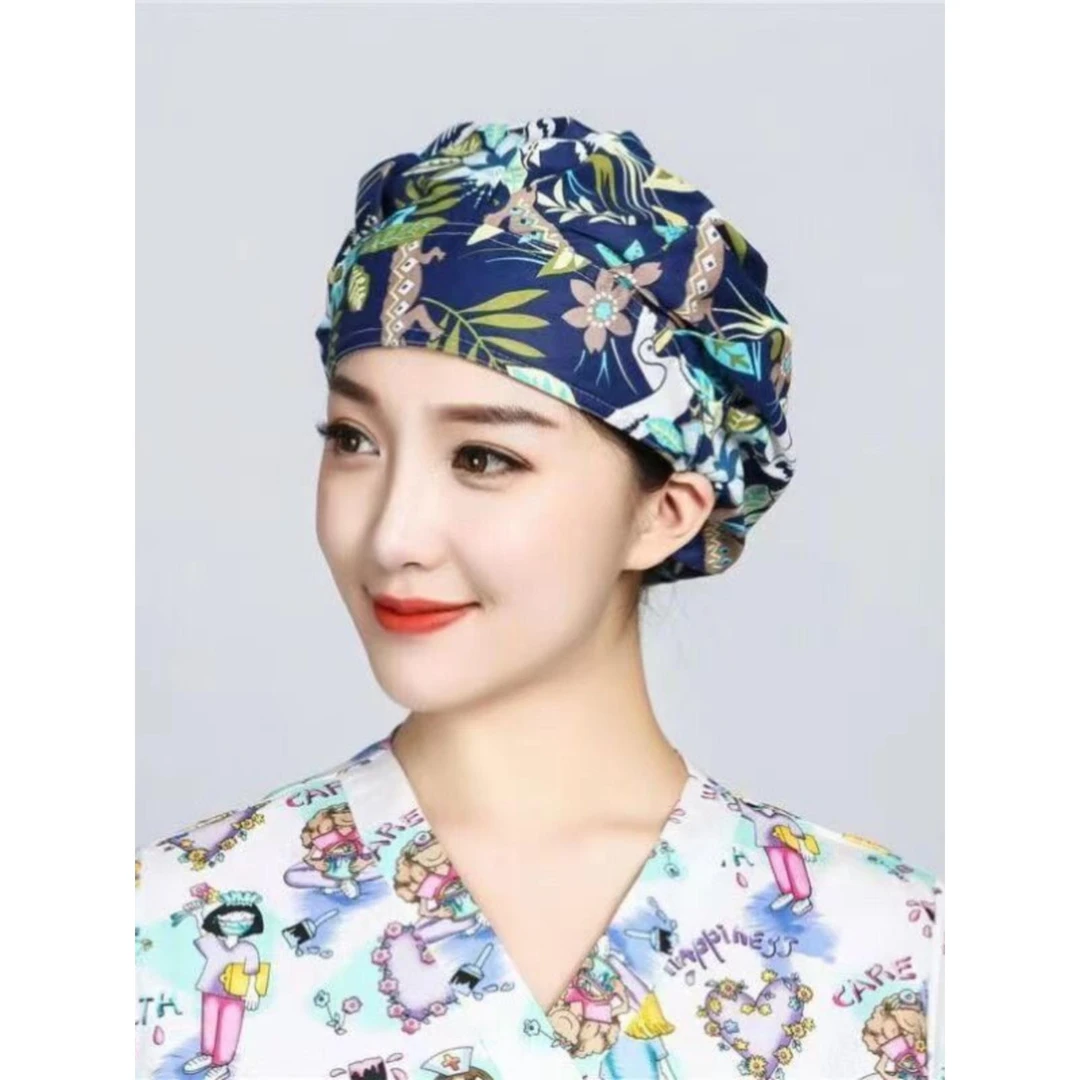 纯棉防油烟帽子女家用厨房做饭厨师帽护士卫生防尘帽烘焙工作帽