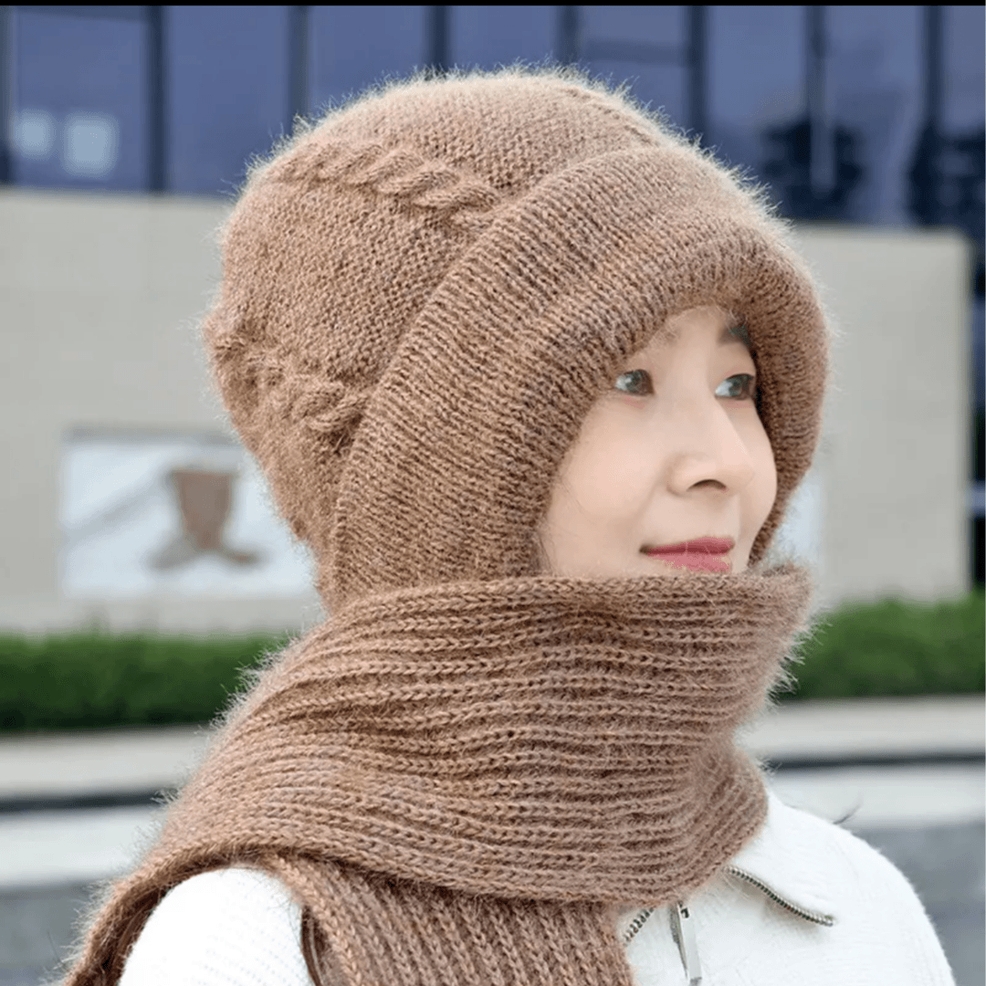 帽子围巾一体冬季加厚松鼠绒帽护脸护脖针织帽新款网红风雪帽S3