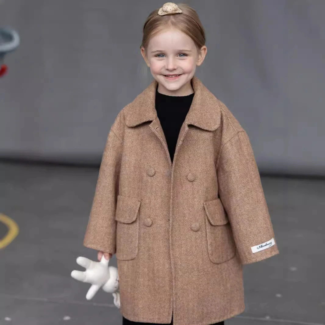 【秘密花园】深秋中小童中长款双面羊毛大衣650016【专享】