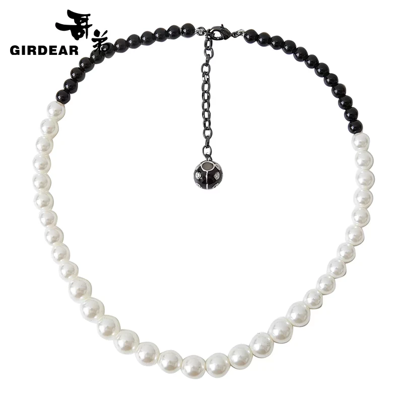 铜合金锆石项链 撞色拼接设计时髦气质百搭饰品小众项链1900520