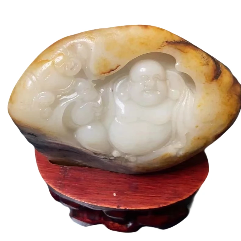 新疆天然奇石摆件石弥勒佛摆设笑佛