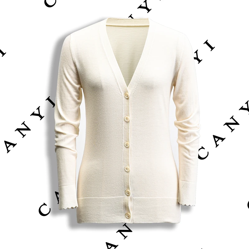 【样衣福利】100%羊毛 时尚简约基础打底款 V领羊毛针织开衫1105