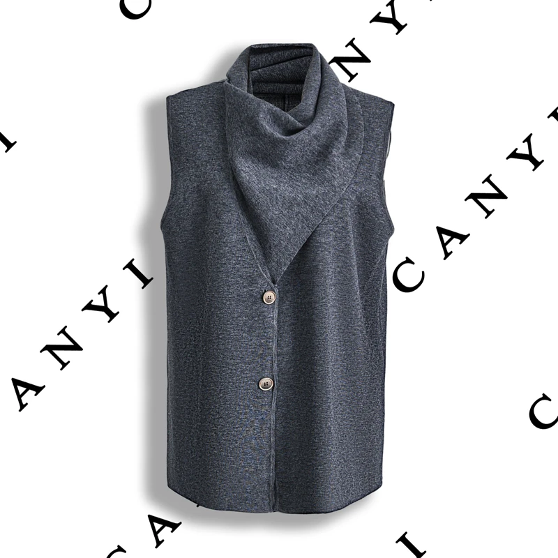 【售罄】100%精纺羊毛 围脖款设计感多造型感 无袖马甲坎肩2429