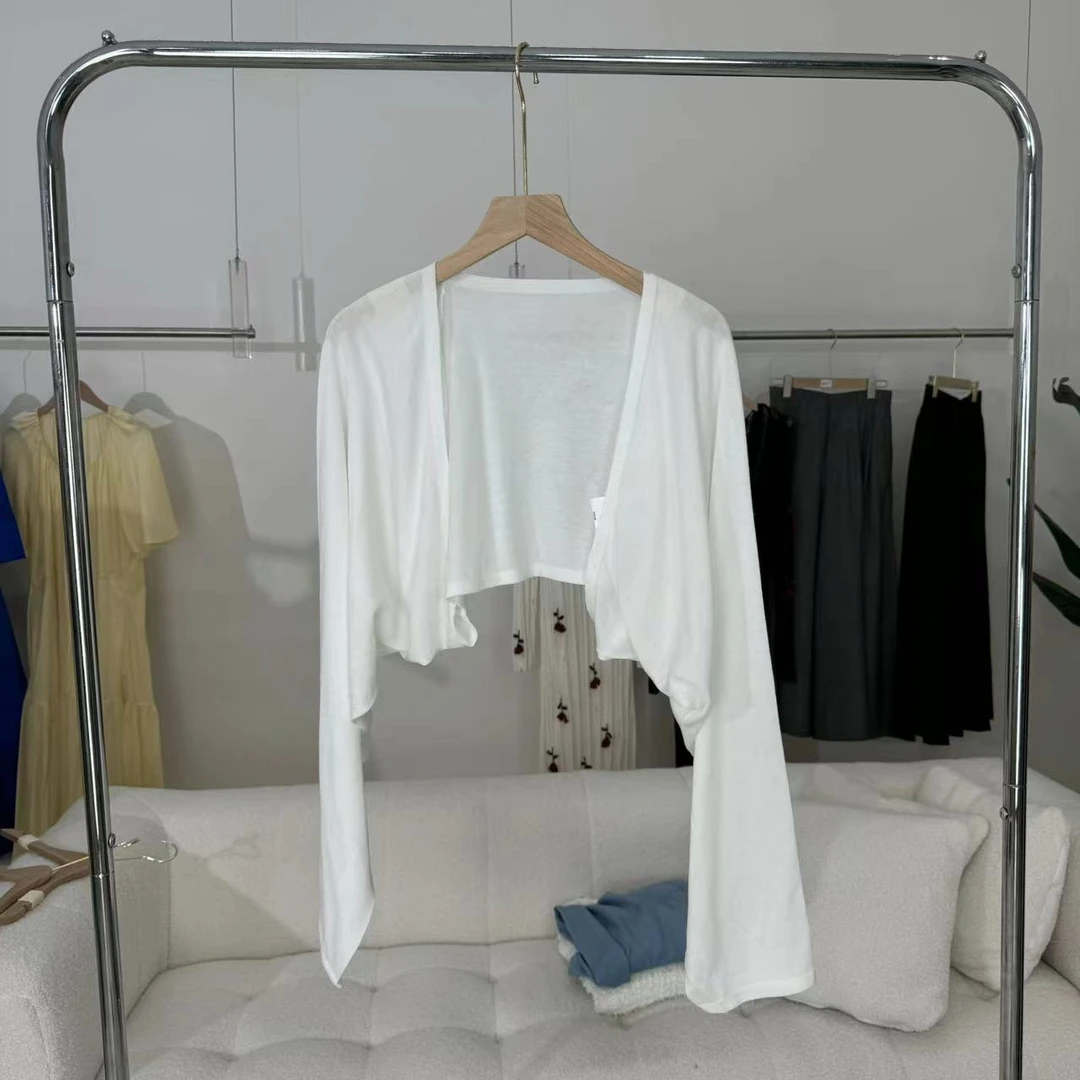 『朱小姐』清仓微瑕桑蚕丝天丝混纺针织披肩开衫 E894