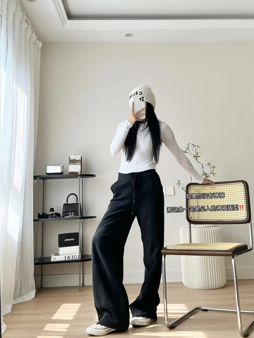 『朱小姐』“刚需必入”休闲显瘦加绒卫裤运动裤 F219