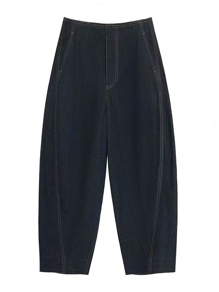 『朱小姐』“遮肉神器”宽松修饰腿型柔软挺括棉牛仔裤 F122