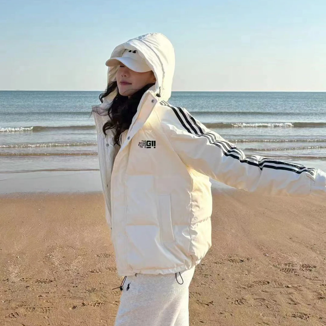 【杜杜大牌折扣】2023冬季男女同款三防免洗加厚ins连帽羽绒服韩版