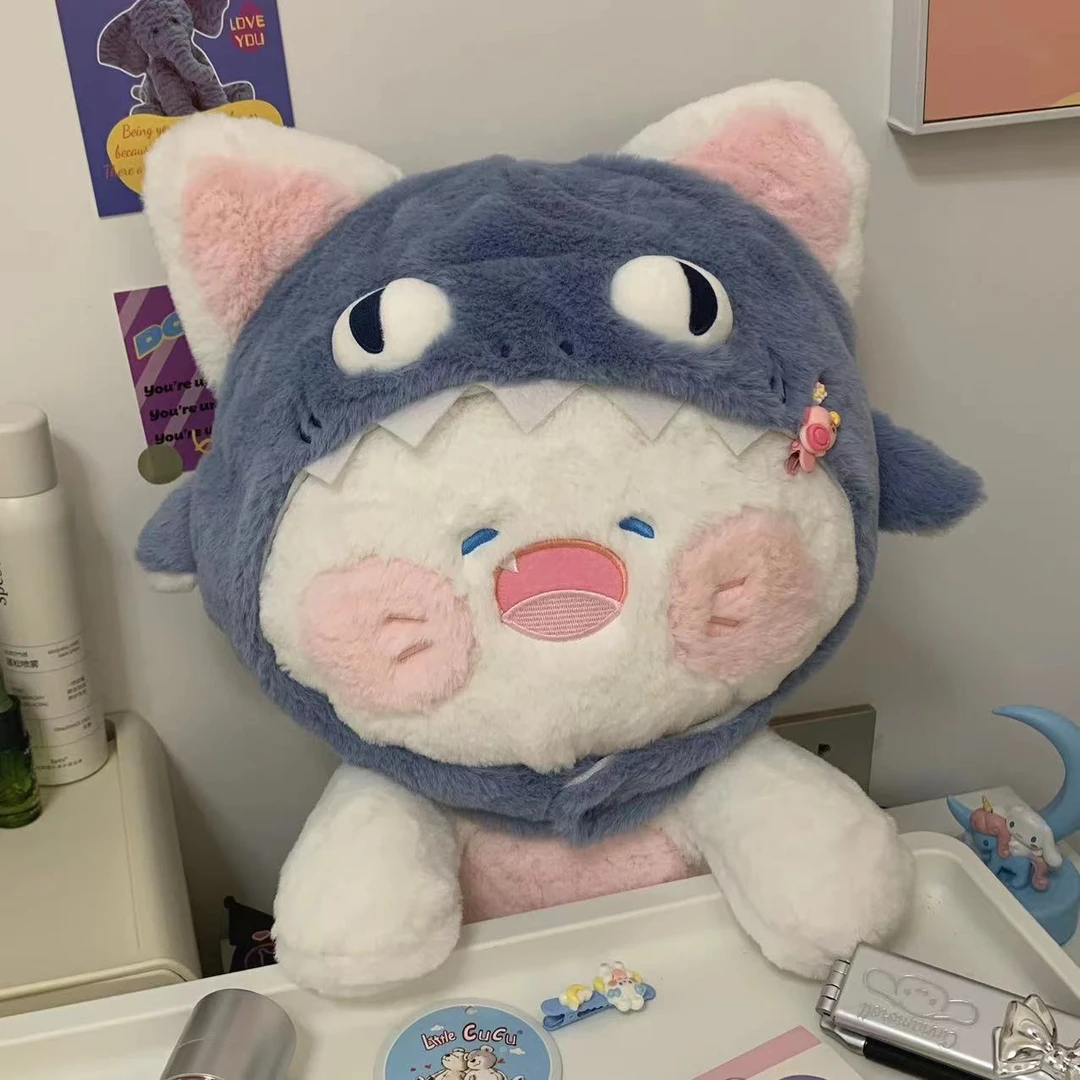 可爱创意萌小猫玩偶鲨鱼小喵毛绒嘟嘟猫玩具抱枕送儿童女生日礼物