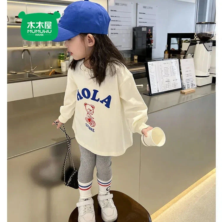 女童秋季套装2025新款女宝宝洋气卫衣儿童春秋时髦休闲T恤两件套