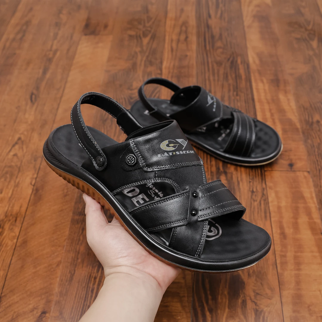 丽卡狼男士头层牛皮牛筋底凉鞋2025夏季新款真皮凉拖两用沙滩鞋男