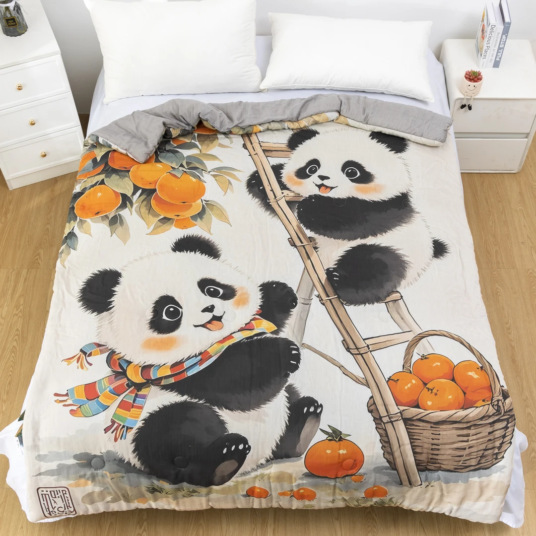 【万柿如意组合】亲肤柔软幼儿园婴幼儿新生儿双层纱童被被子