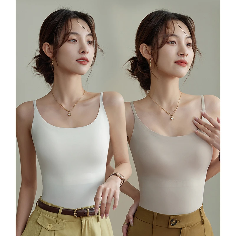 【工厂直发】聚拢吊带背心一体内衣带胸垫夏季外穿修身无痕美背新款