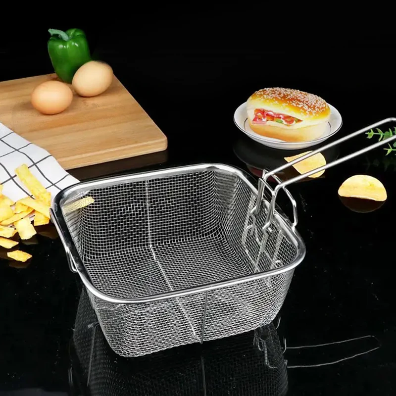 【御慕】不锈钢网漏手柄油炸篮厨房炸薯条用品多功能油炸篮双耳炸篮