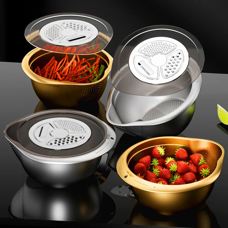 【御慕】淘米盆沥水篮漏盆洗菜篮淘米篮不锈钢刨丝盆厨房家用淘米用