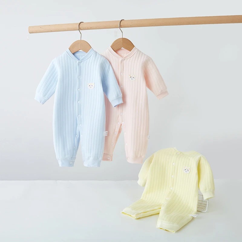 婴儿连体衣春秋冬季纯棉无骨宝宝保暖哈衣秋装新生儿内穿爬服睡衣