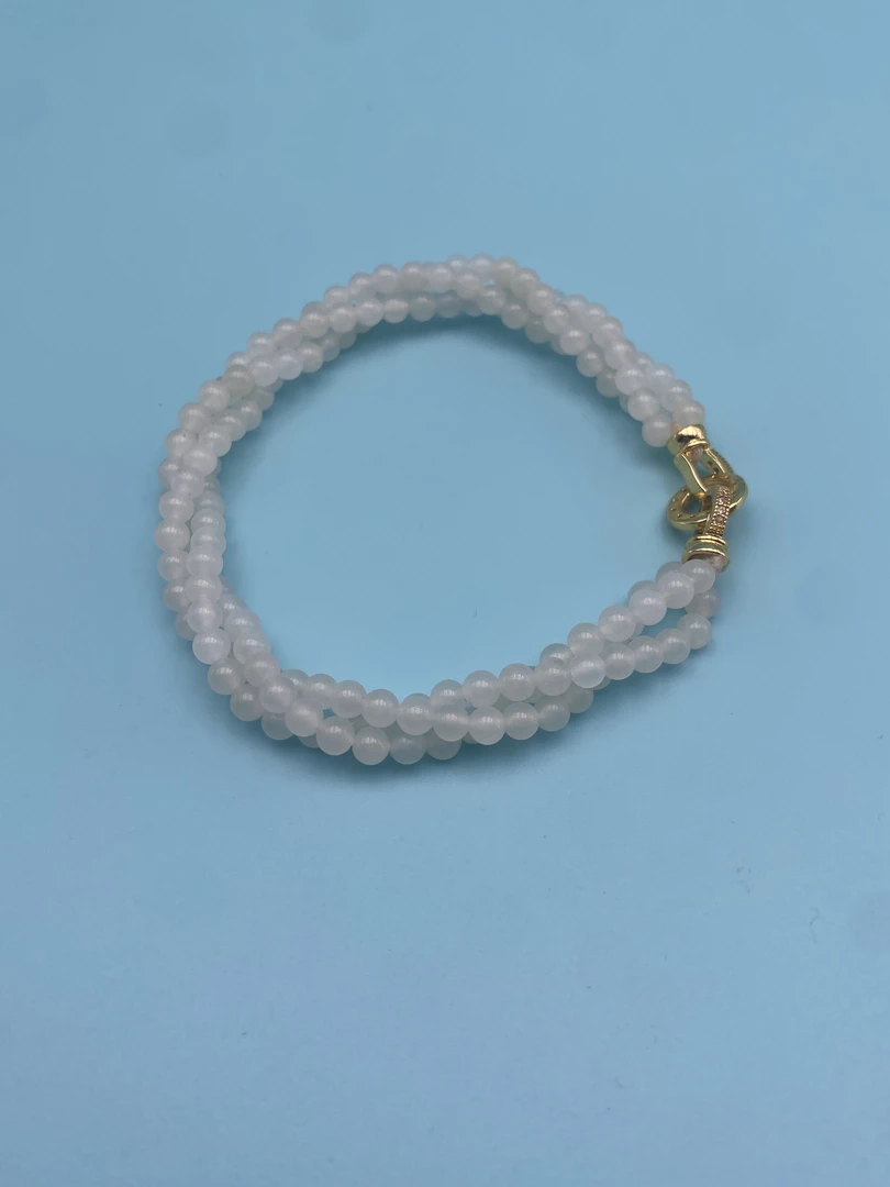 和田玉白玉圆珠手串绕手3圈珠圆玉润时尚百搭女生必备的七夕礼物