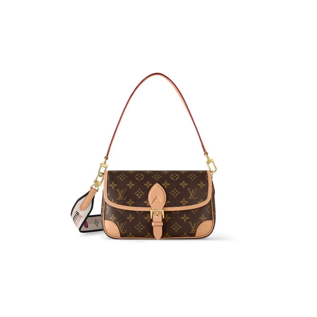 99新 LouisVuitton/路易威登 新款法棍老花单肩包 米色肩带