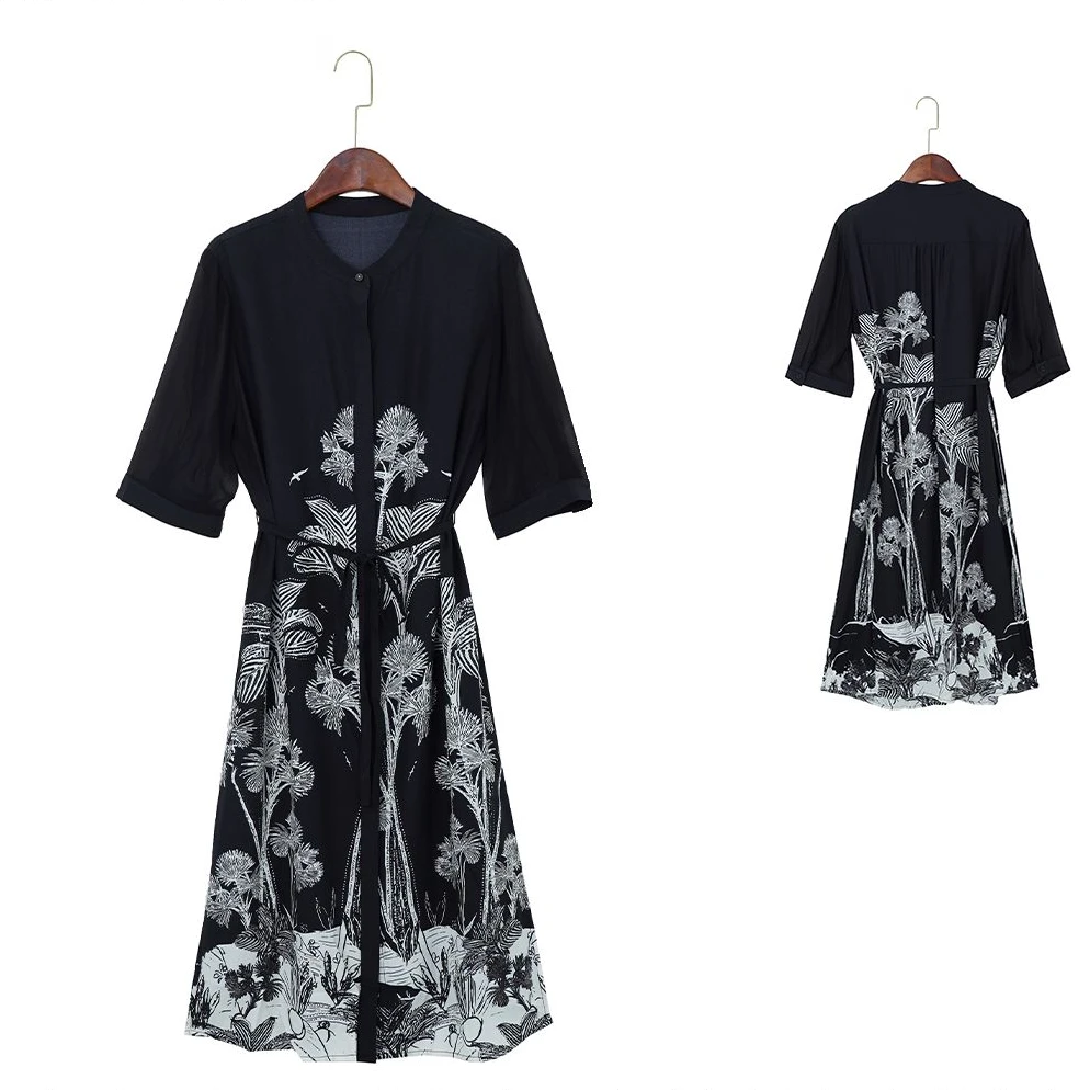 【莫沫】贵妇款时尚气质显瘦桑蚕丝连衣裙2381