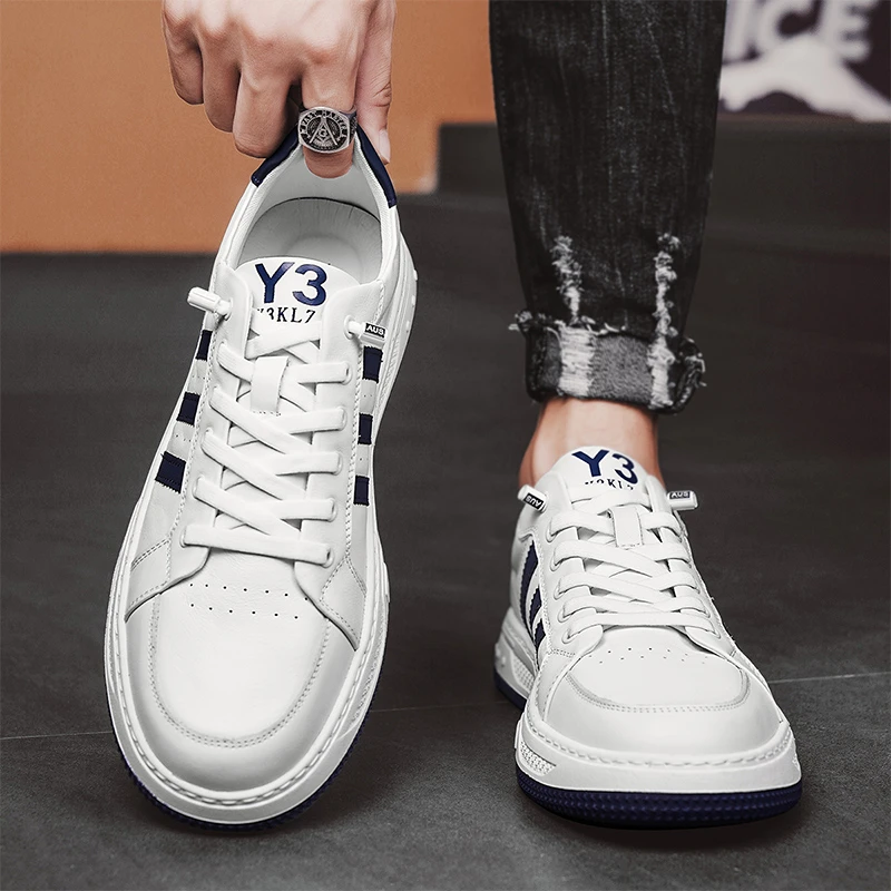 Y3KLZ休闲板鞋男鞋休闲新款四季真皮透气小白鞋男式轻便舒适男款