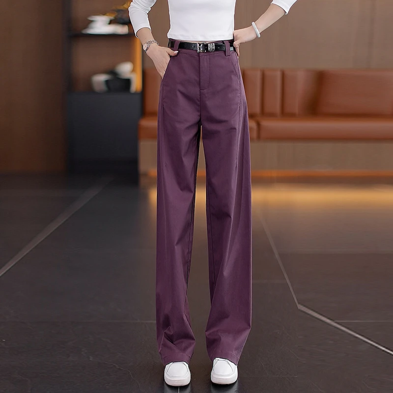 天丝窄版阔腿裤女2024秋季新款时尚高腰显瘦宽松休闲垂感直筒裤子