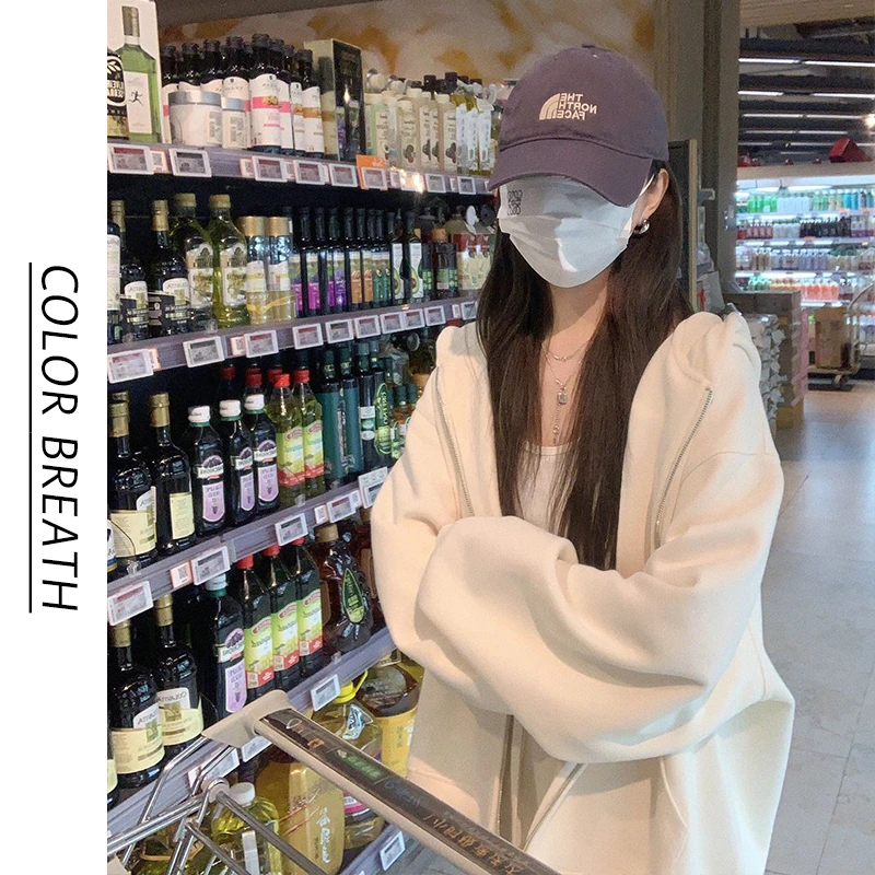 2024年新款爆款连帽卫衣春秋冬薄款慵懒风ins网红百搭开衫外套女