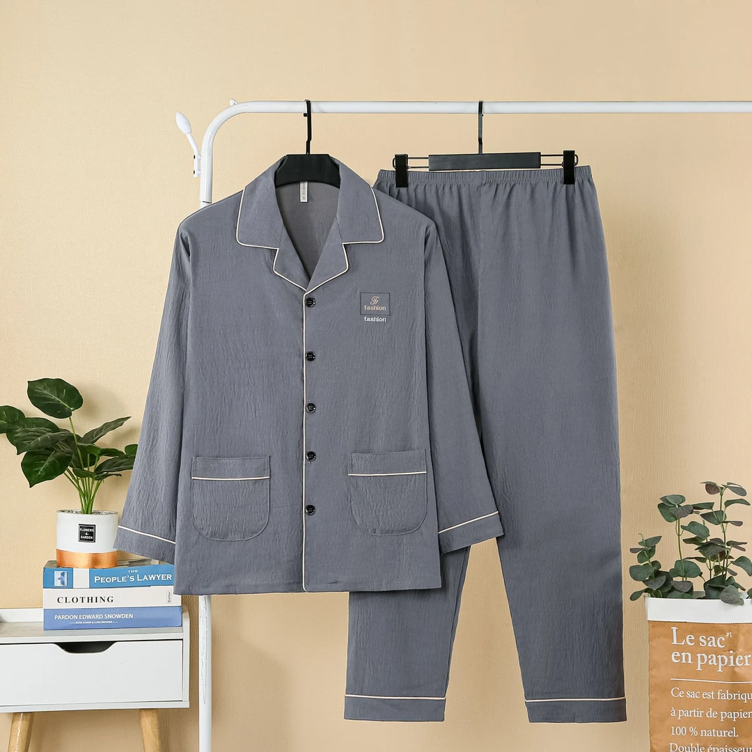 云朵棉春夏款男士睡衣新款薄款简约休闲中老年秋冬季可外穿家居服