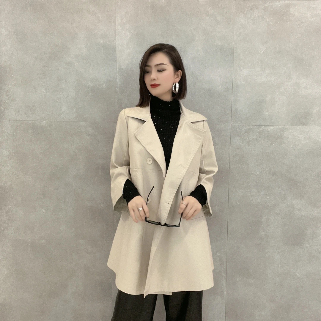 【菲菲专属】百搭宽松双排扣翻领九分袖中长款风衣