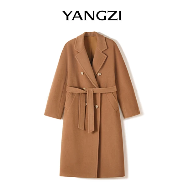 【漾姿】101801经典长款带里衬加厚山羊绒绵羊毛大衣 YZD249-24907