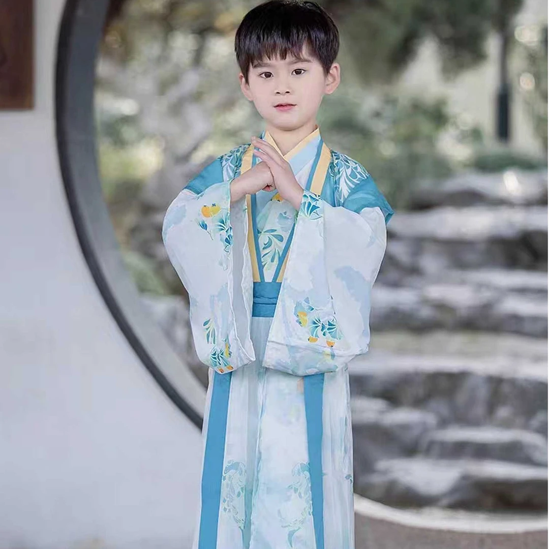 儿童汉服男童古风男款儿童古装国学服男童唐装文学服男装春秋国风