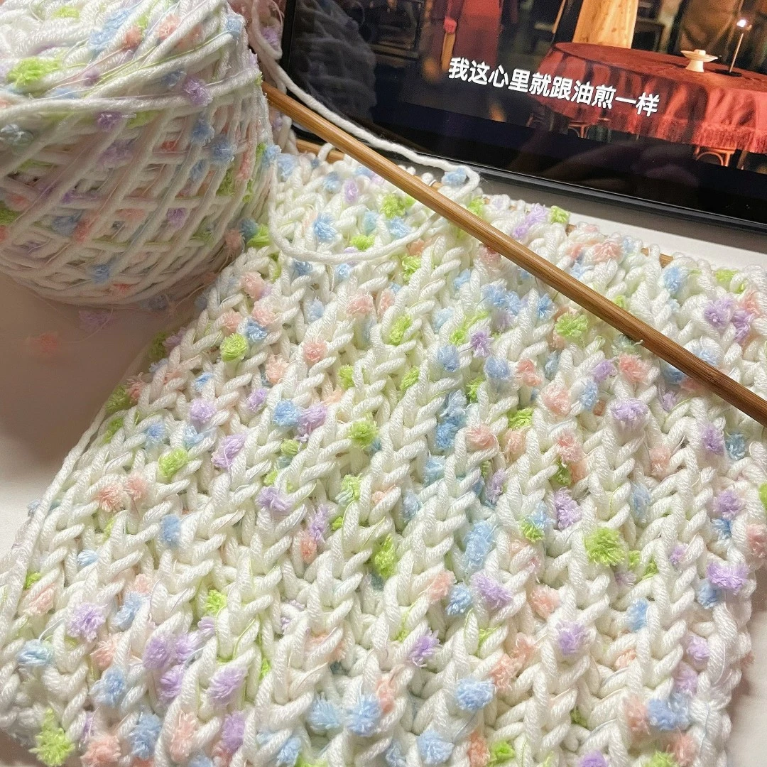 手工diy渐变手混线彩虹糖围巾编织diy手工粗毛线织毛衣送男女友