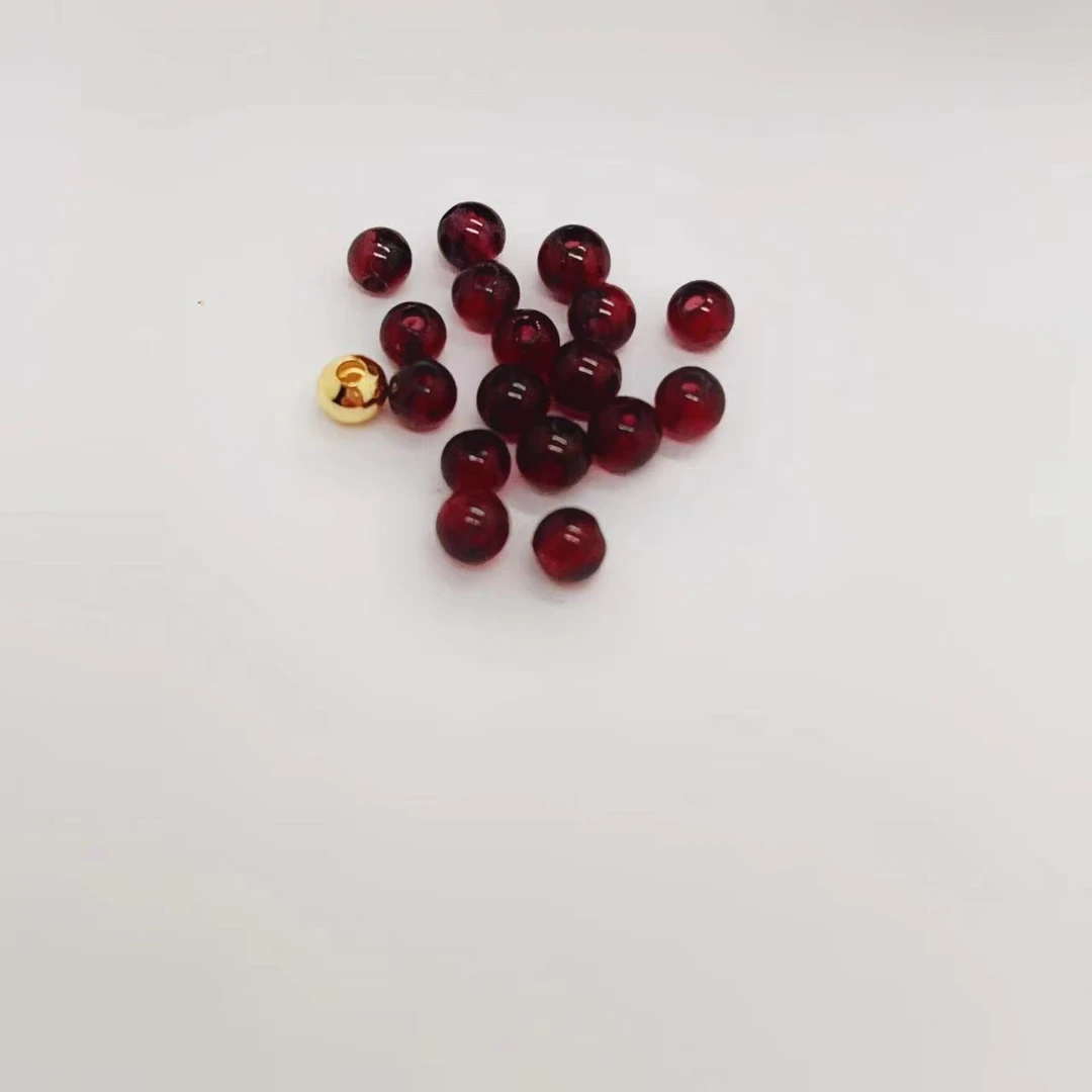 L1001  足金单颗金珠石榴石转运珠，