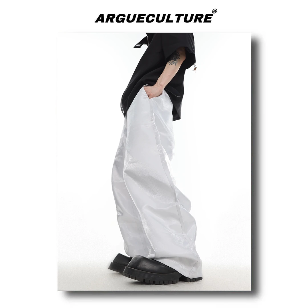 CulturE夏季小众先锋未来感液态直筒裤宽松光感西裤潮流垂感长裤