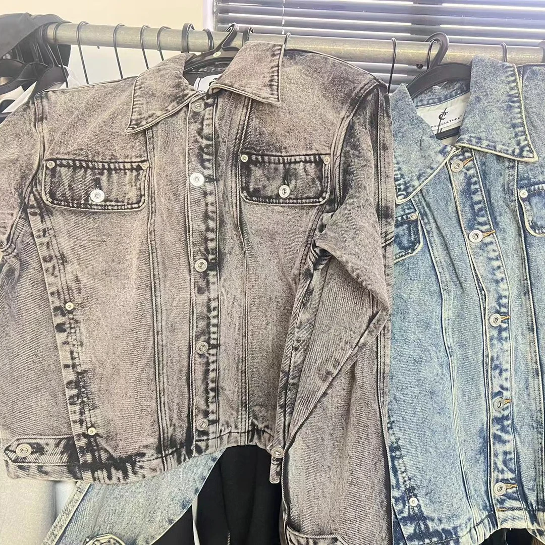 CulturE2024SS“剥离繁杂”拼接不规则磨旧水洗双层排线牛仔外套