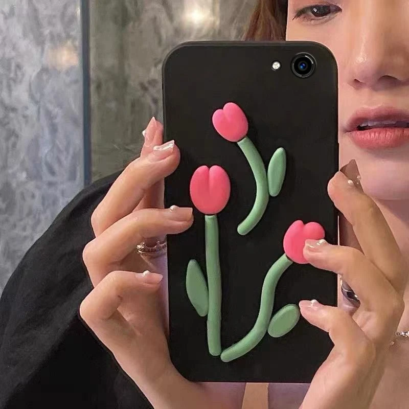 vivoy83a手机壳磨砂女立体小花日韩硅胶全包边vivoy83创意女软壳