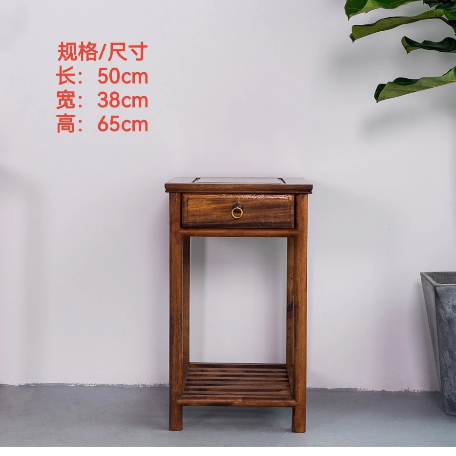 包邮南美胡桃木单抽屉茶水柜实木边柜角柜茶几方柜花架阳台小茶桌